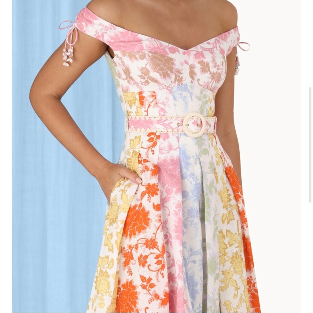 Zimmermann Postcard Spliced Midi Dress in Rainbow Floral – Size 1 / US Small - Picture 3 of 8